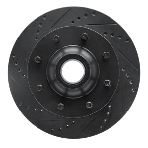 Ford F-250 Brake Rotor (1) - Front Left - R1 Concepts - Drilled & Slotted - Black - `99-`02